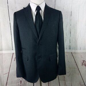 JF J.Ferrar Slim 42R 2 Btn Charcoal Birdseye Stiched Lapel Suit Blazer Sport Coa